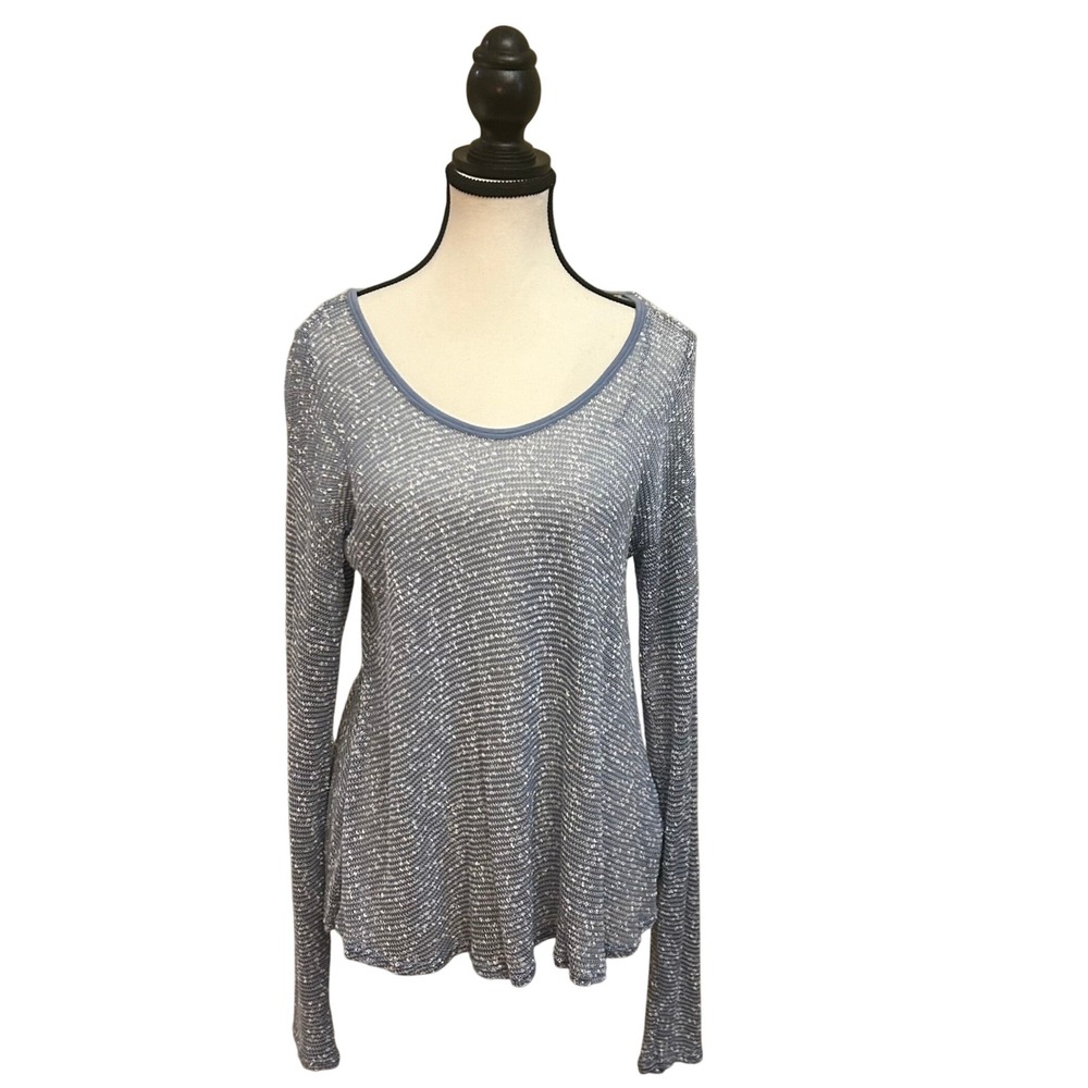 Junie and Jade Aeropostale XL Blue Textured Knit Long Sleeve Lace Back Top